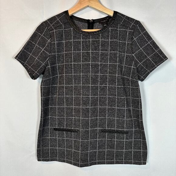 Ann Taylor Factory Tops - Ann Taylor women's small, Black and white plaid short sleeve shirt